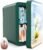 COOSEON LED Mirrored Beauty Fridge, Mini Fridge 6 Liters/8 Can With Makeup Sponge, AC/DC Thermoelectric Cooler and Heater, Suitable for Bedroom, Car, Used for Skin care, Makeup (Green)