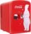 Coca-Cola Polar Bear Portable 6 Can Thermoelectric Mini Fridge Cooler/Warmer, 4 L/4.2 qt, Red, 12V DC/110V AC for home, dorm, car, boat, beverages, snacks, skincare, cosmetics, medication