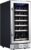 Kalamera 15 Inch Wine Cooler Refrigerator 30 Bottle with Stainless Steel & Double-Layer Tempered Glass Door and Temperature Memory Function Built-in or Freestanding Mini Fridge