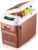 Mini Fridge 28L, Freestanding Tabletop Refrigerator, with Recessed Handle Design with Temperature Control LED Display AC/DC 12V (Brown)