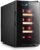 Refrigerator-White & Red Chiller Countertop Cooler-Freestanding Compact Mini Wine Fridge 8 Bottle Capacity, Digital Control, Glass Door,Vertical