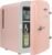 Retro Mini Portable Fridge, 4L Compact Refrigerator for Skincare, Beauty Serum, Face Mask, Personal Cooler, Includes Bonus 12V Car Adapter, Cute Desktop Accessory for Home Office Dorm Travel, Pink