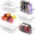 Set of 6 Refrigerator Storage Organizer Bins – Clear Plastic Snack Organizer for Pantry with 3 Dividers Removable, Acrylic Fridge Organization Stackable, Seasoning, Spices, Sauce, Snacks, Pouches
