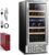 VINERIE Elegant 15 Inch Wine Cooler Refrigerators, 30 Bottle Dual Zone Built-in or Freestanding Fridge with Upgrade Compressor & Tempered Glass Door, 41F-73F Digital Temperature Control